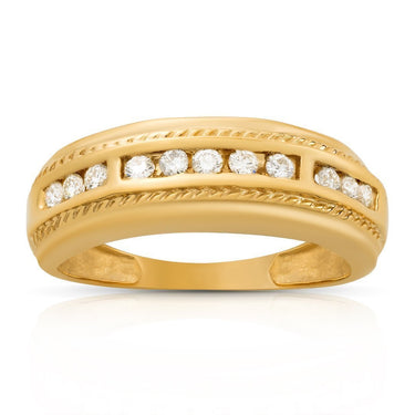 10K Yellow Gold Mens Diamond Wedding Band 0.25 Ctw